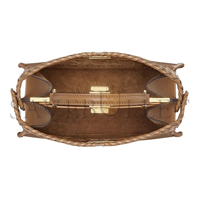 FENDI VITELLO KING CEYLON SHINY NAPPA WOVEN SMALL PEEKABOO I SEE U SATCHEL SAND 8BN327AHVYF11WP (33*26*14cm)